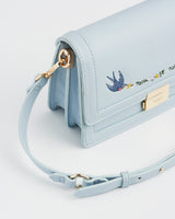 Blue Bird Embroidered Foldover Bag