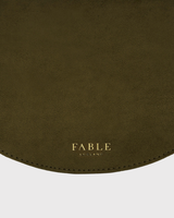 Charlotte Meadow Scene Embroidered Saddle Bag in Khaki Suedette