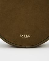 Chloe Hedgehog Embroidered Circle Bag in Khaki Suedette