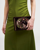 Florence Meadow Scene Embroidered Book Box in Burgundy Velvet