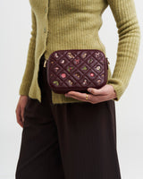 Alice Orla Embroidered Quilted Camera Bag in Burgundy