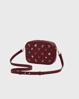 Alice Orla Embroidered Quilted Camera Bag in Burgundy
