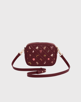 Alice Orla Embroidered Quilted Camera Bag in Burgundy