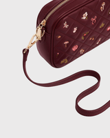 Alice Orla Embroidered Quilted Camera Bag in Burgundy