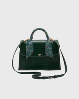 Eliza Top Handle Bag in Forest Green Croc