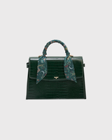 Eliza Top Handle Bag in Forest Green Croc