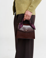 Eliza Small Top Handle Bag in Burgundy Croc