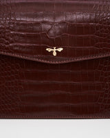 Eliza Small Top Handle Bag in Burgundy Croc