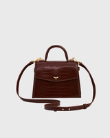 Eliza Small Top Handle Bag in Burgundy Croc