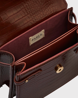 Eliza Small Top Handle Bag in Burgundy Croc