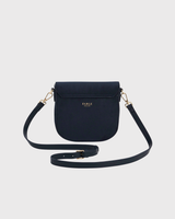 Beth Floral Applique Saddle Bag in Navy Suedette