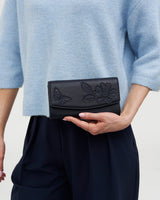 Floral Applique Long Purse in Navy