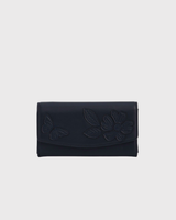Floral Applique Long Purse in Navy