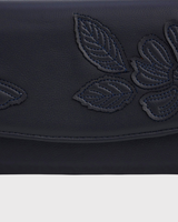 Floral Applique Long Purse in Navy