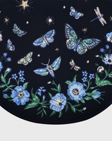 Charlotte Butterfly Embroidered Saddle Bag in Navy Velvet