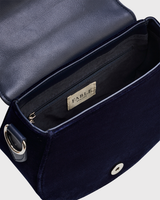 Charlotte Butterfly Embroidered Saddle Bag in Navy Velvet