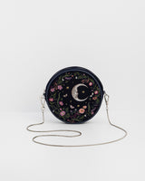Chloe Midnight Garden Embroidered Circle Bag in Navy Velvet
