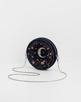 Chloe Midnight Garden Embroidered Circle Bag in Navy Velvet