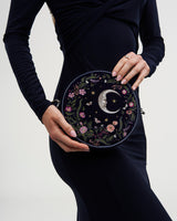 Chloe Midnight Garden Embroidered Circle Bag in Navy Velvet