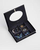 Night Sky Embroidered Large Jewellery Box in Navy Croc