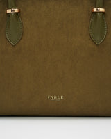 Amelia Shoulder Bag in Khaki Suedette