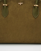 Amelia Shoulder Bag in Khaki Suedette