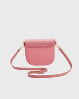 Beth Floral Posy Embroidered Saddle Bag in Rose Pink Velvet