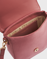 Beth Floral Posy Embroidered Saddle Bag in Rose Pink Velvet