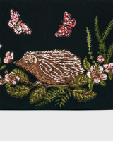 Hedgehog Embroidered Small Purse in Forest Green Velvet