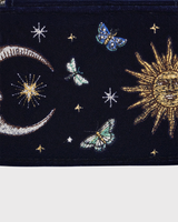 Night Sky Embroidered Oval Jewellery Box in Navy Velvet