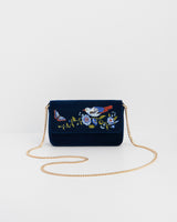 Sophia Nightingale Embroidered Occasion Bag In Sapphire Velvet