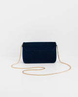 Sophia Nightingale Embroidered Occasion Bag In Sapphire Velvet