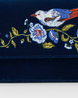 Sophia Nightingale Embroidered Occasion Bag In Sapphire Velvet