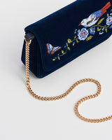 Sophia Nightingale Embroidered Occasion Bag In Sapphire Velvet