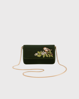 Sophia Wren Embroidered Occasion Bag in Green Velvet