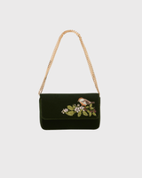 Sophia Wren Embroidered Occasion Bag in Green Velvet