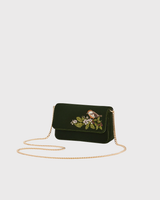 Sophia Wren Embroidered Occasion Bag in Green Velvet