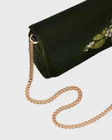 Sophia Wren Embroidered Occasion Bag in Green Velvet