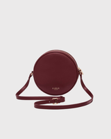 Chloe Owl Embroidered Circle Bag in Burgundy