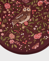 Chloe Owl Embroidered Circle Bag in Burgundy