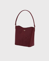 Floral Applique Margot Bucket Bag in Burgundy