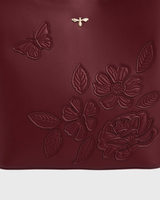 Floral Applique Margot Bucket Bag in Burgundy