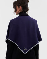 Triangle Blanket-Stitch Blue Scarf