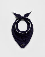 Triangle Blanket-Stitch Blue Scarf