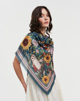 Dark Green Botanical Scarf