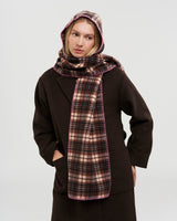 Check Hooded Scarf in Chocolate