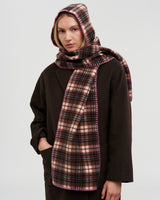 Check Hooded Scarf in Chocolate