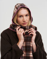 Check Hooded Scarf in Chocolate