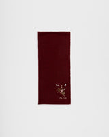 Eve Floral Embroidered Knitted Scarf in Red Marl