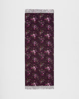 Eve Floral Long Fringed Scarf in Burgundy
